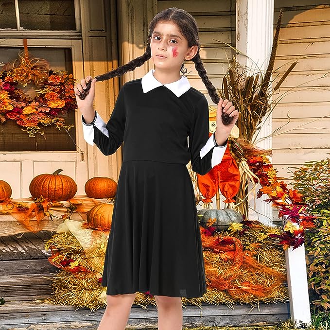 Wednesday Addams Costume for Girls Halloween Costumes Long Sleeve