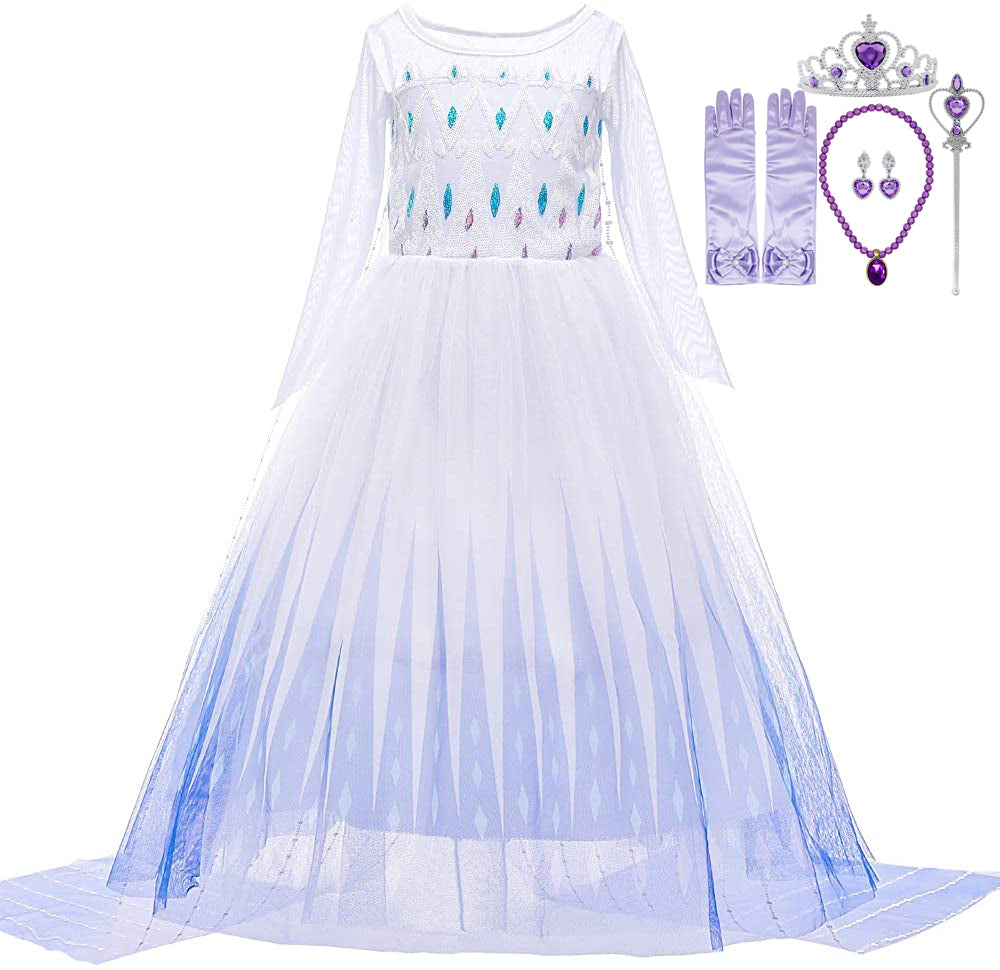 Frozen 2 Elsa Dress Up Girls Fancy Cosplay Kids Costume Party Outfit