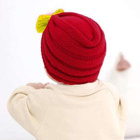 Fancydresswale Warm Knitted Baby Wool Hat For Infants & Toddlers Autumn Flower Soft & Cozy For Little Ones Newborn Headwear Winters- Orange Khaki