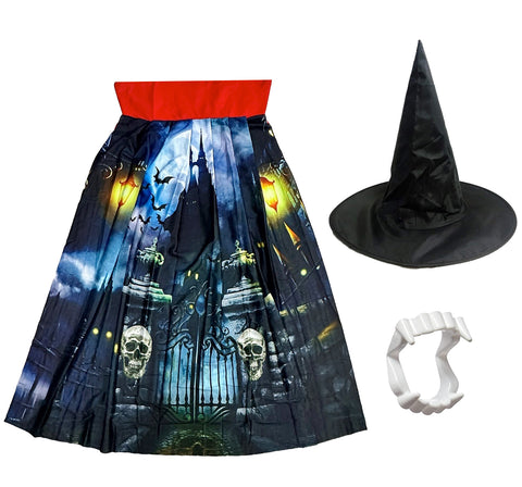 Halloween costume dress for boys and girls with cap and draculla teeth