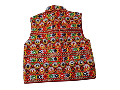 Fancydresswale Traditional Rajasthani Men's Multicolored Cotton Jacket and Heavy Kacchi Aari Koti