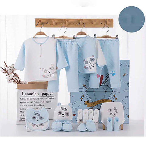 Fancydresswale Newborn Gift set for Baby boys and baby Girls | 18 piece newborn cloths and accessories set | Fits newborn to 12 months, Blue