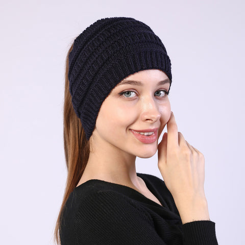 Fancydresswale Knitted Wool Headband for Women Cozy Soft & Stylish Winter Accessory Head Cover Navy Blue