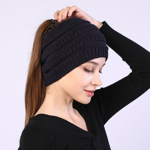 Fancydresswale Knitted Wool Headband for Women Cozy Soft & Stylish Winter Accessory Head Cover Navy Blue