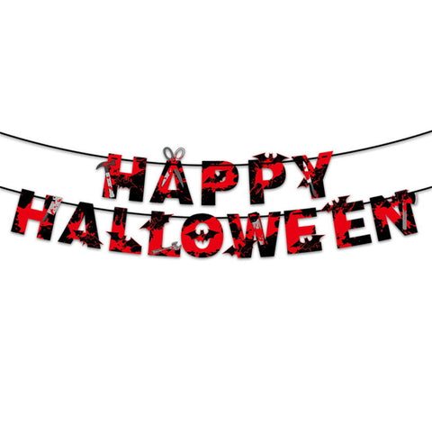 Happy Halloween Decorations Set,Party Props, Pumpkin Banners, Character Cutouts (Flag 12x13)