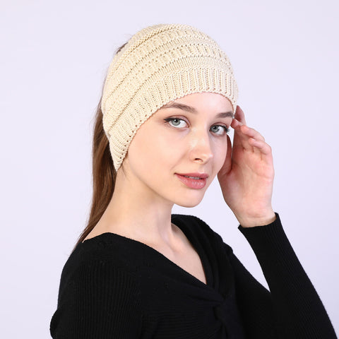 Fancydresswale Knitted Wool Headband for Women Cozy Soft & Stylish Winter Accessory Head Cover Beige