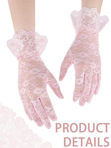 Fancydresswale  Lace Gloves Women Elegant Gloves Bridal Lace Gloves Floral Pattern Lace Gloves for Wedding Dress Evening Dress