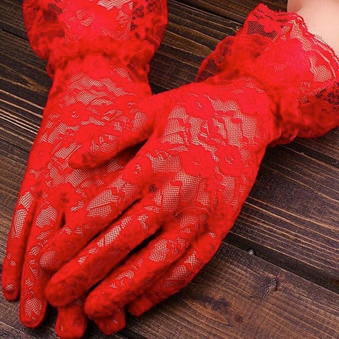 Fancydresswale  Lace Gloves Women Elegant Gloves Bridal Lace Gloves Floral Pattern Lace Gloves for Wedding Dress Evening Dress