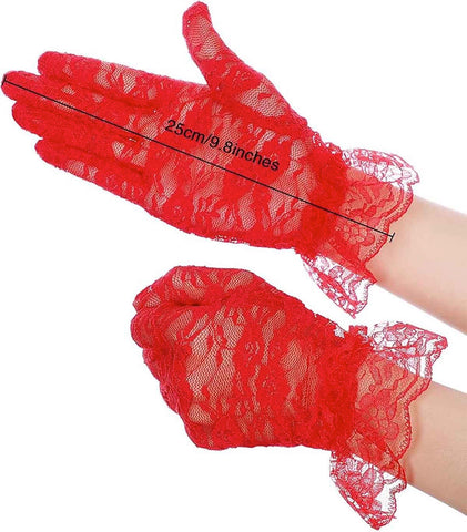 Fancydresswale  Lace Gloves Women Elegant Gloves Bridal Lace Gloves Floral Pattern Lace Gloves for Wedding Dress Evening Dress