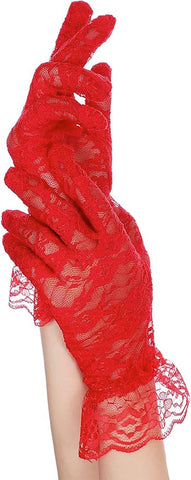 Fancydresswale  Lace Gloves Women Elegant Gloves Bridal Lace Gloves Floral Pattern Lace Gloves for Wedding Dress Evening Dress