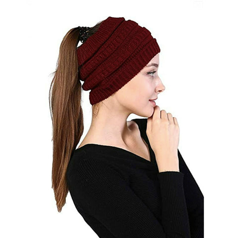 Fancydresswale Knitted Wool Headband for Women Cozy Soft & Stylish Winter Accessory Head Cover Claret