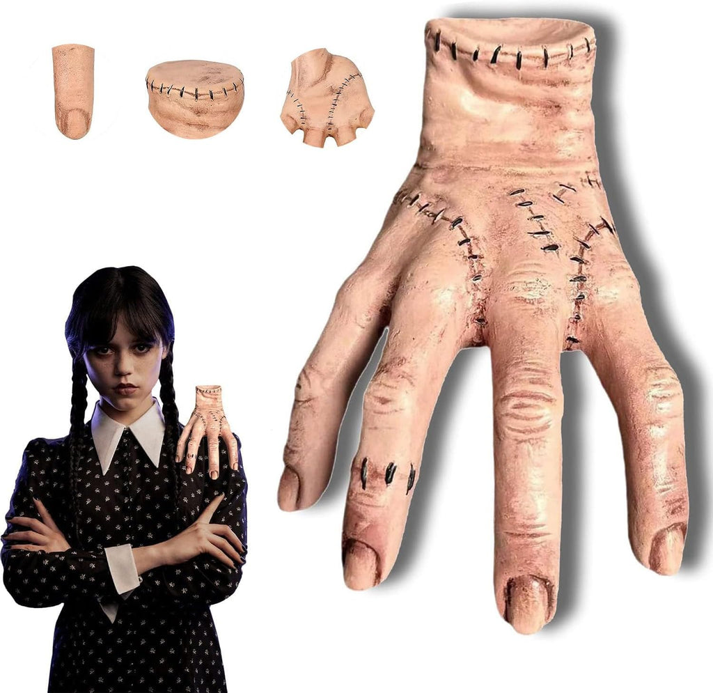 Christmas Creative Gift Wednesday-Addams Realistic Thing Hand and Necklace  Addams Fake Hands Costume Toy Gift for Adult Men Women Cool Gift