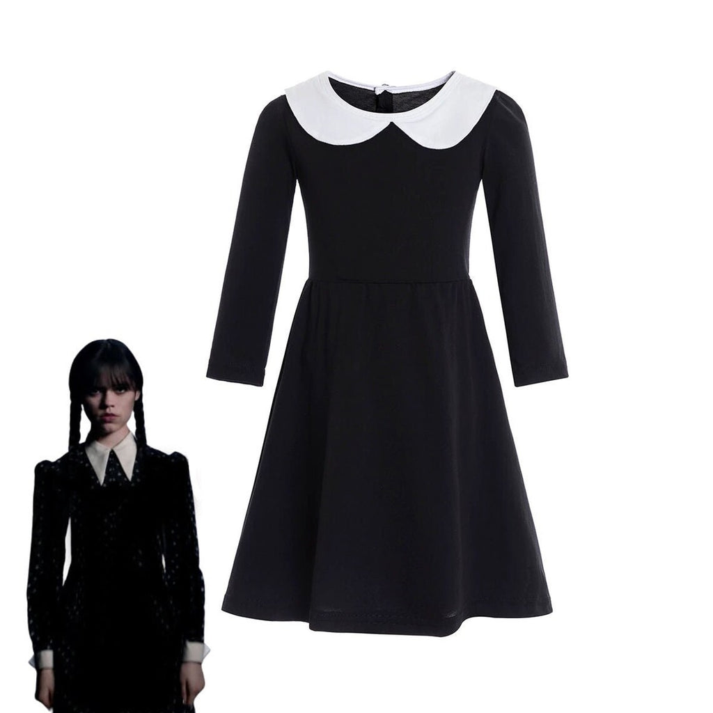 Women Kids Girls Wednesday Addams Series Cosplay Party Costume Set Dress  Bag Wigs Fancy Dress Up Gifts | Fruugo NO