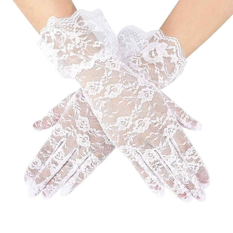 Fancydresswale  Lace Gloves Women Elegant Gloves Bridal Lace Gloves Floral Pattern Lace Gloves for Wedding Dress Evening Dress