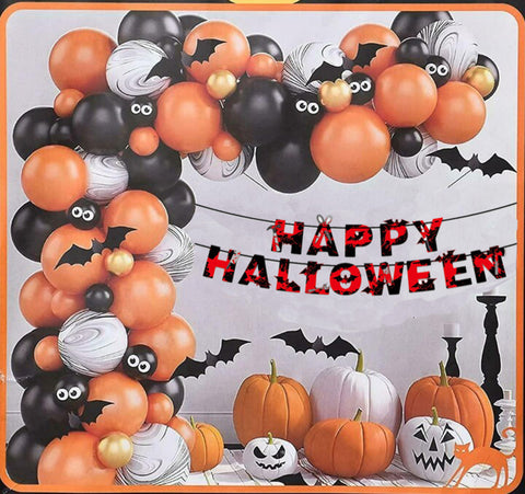 Happy Halloween Decorations Set,Party Props, Pumpkin Banners, Character Cutouts (Flag 12x13)