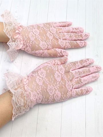 Fancydresswale  Lace Gloves Women Elegant Gloves Bridal Lace Gloves Floral Pattern Lace Gloves for Wedding Dress Evening Dress